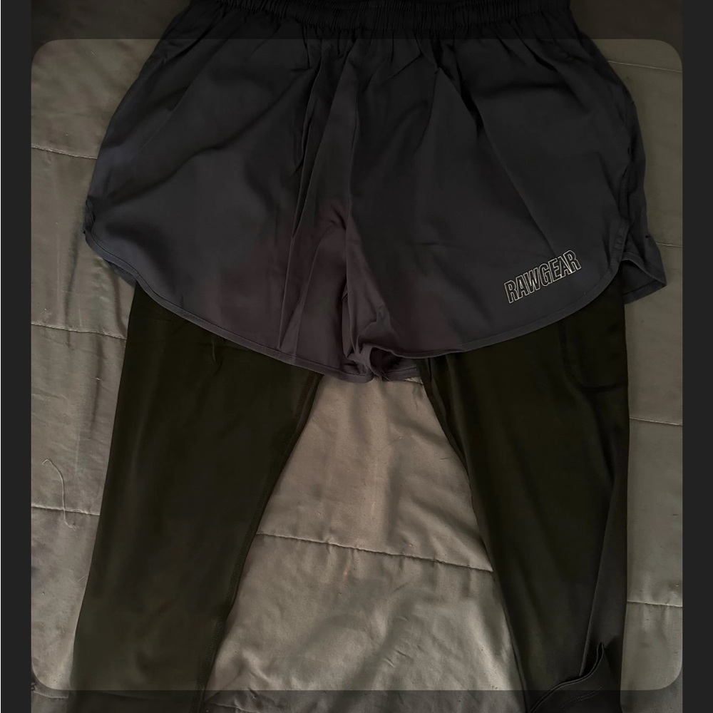 RawGear Black and Gray Athletic Shorts with Leggings